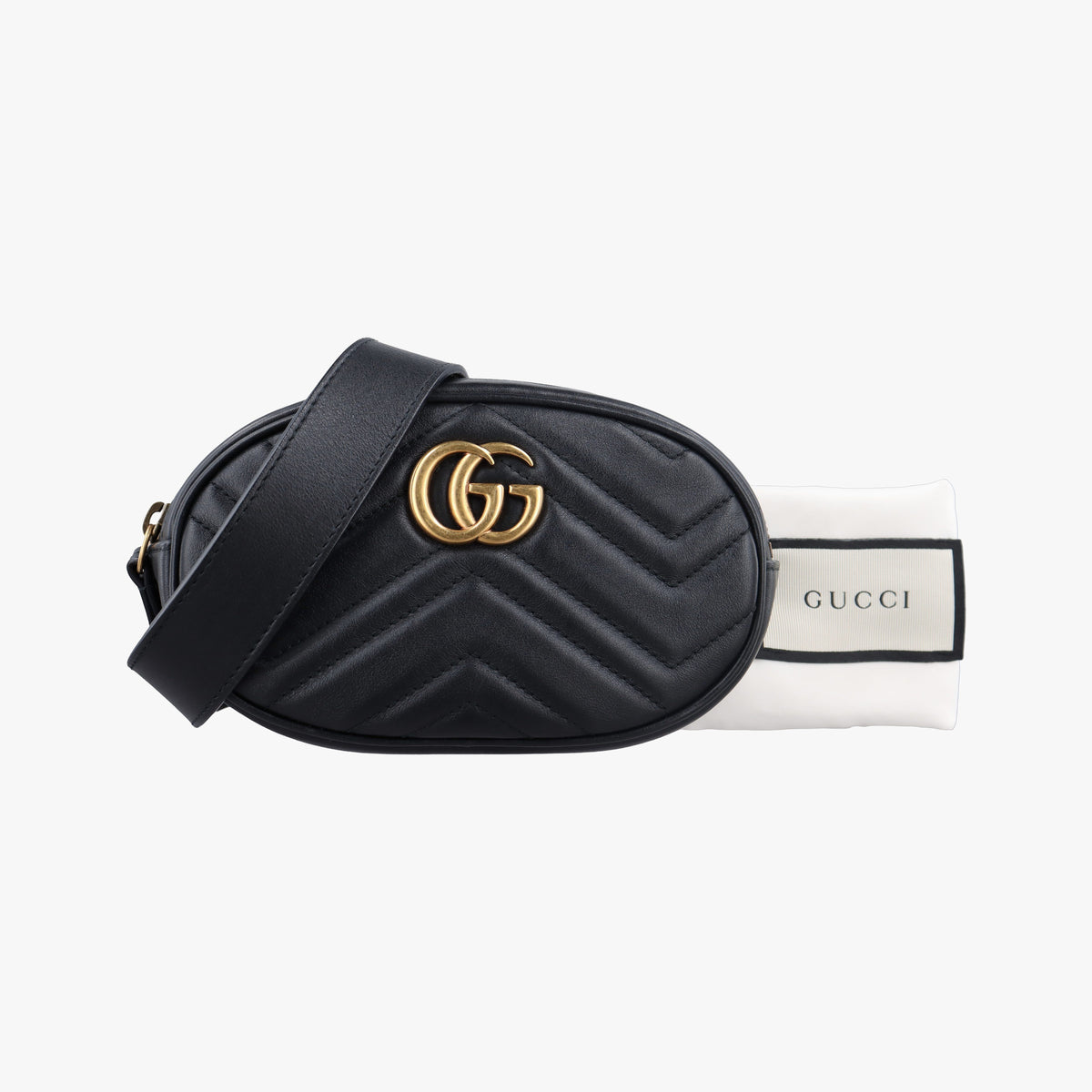 Vintage Gucci GG Marmont Black Leather 476434 bum bag/waist bag | stylenewstar