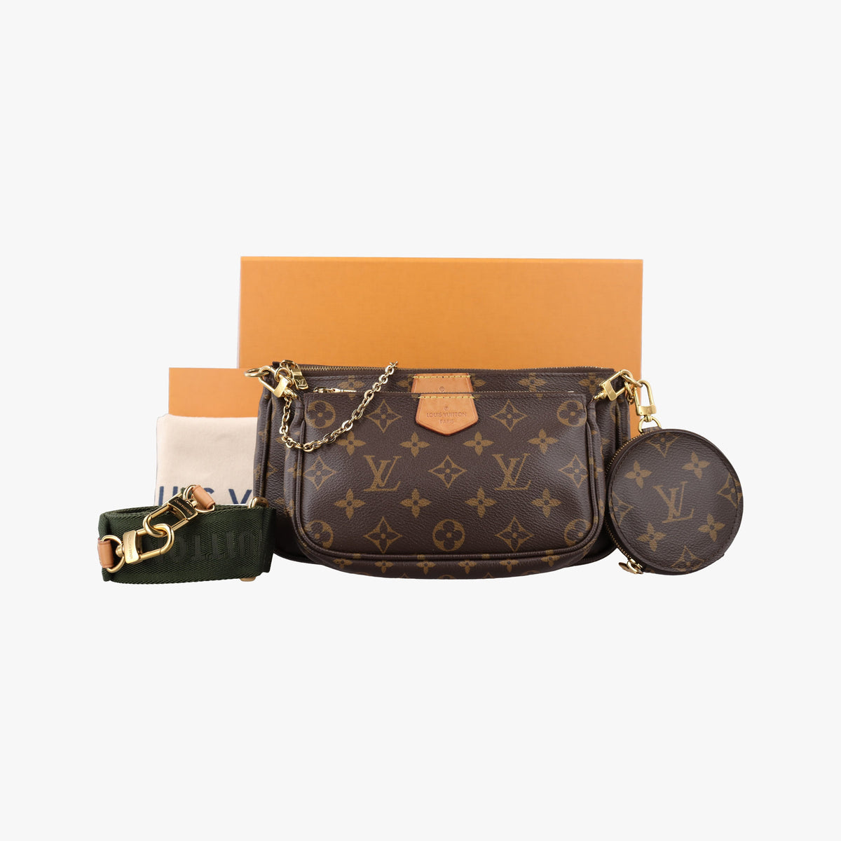 Secondhand Louis Vuitton MULTI POCHETTE ACCESSOIRES brown×khaki Monogram Canvas M44813 shoulderbag | stylenewstar