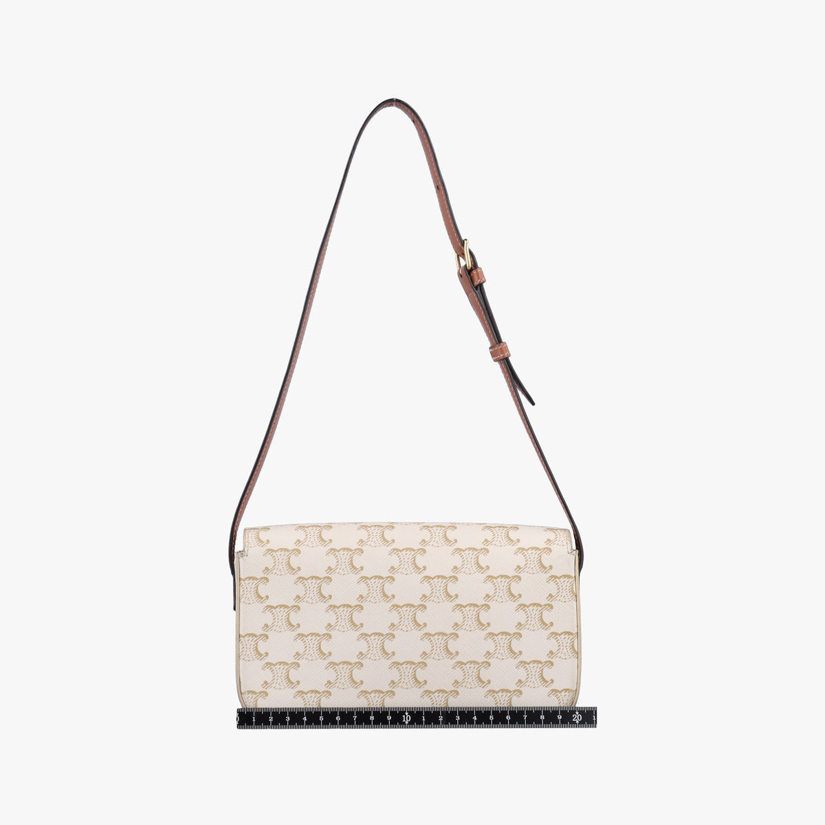 Pre-owned Celine Claude Triomphe White PVC coated canvas  shoulderbag | stylenewstar