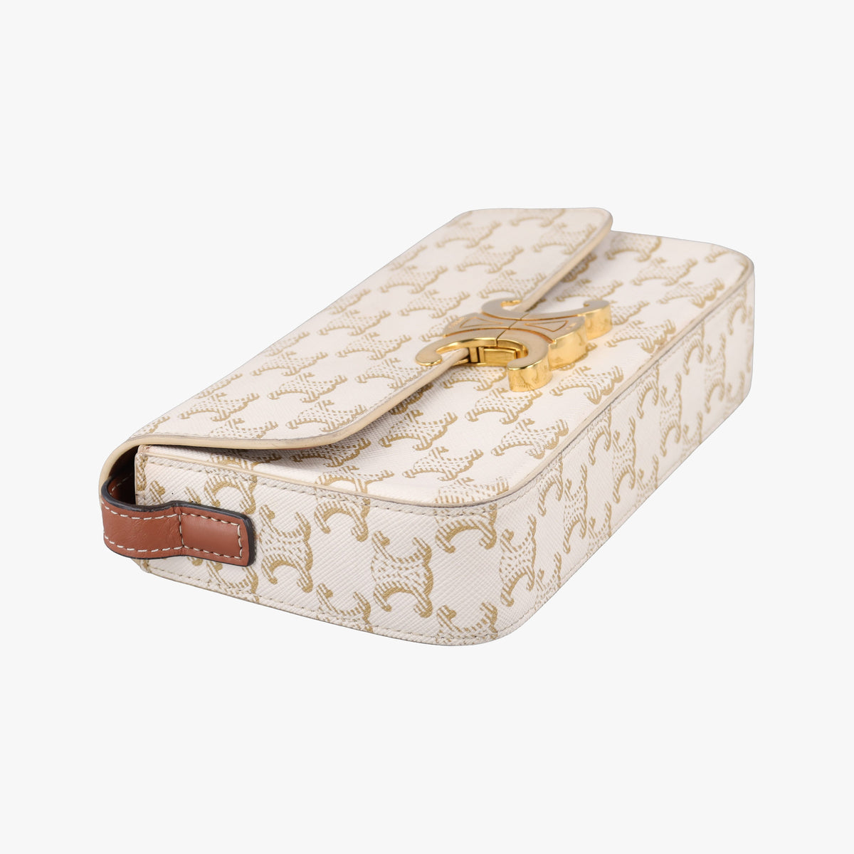Pre-owned Celine Claude Triomphe White PVC coated canvas  shoulderbag | stylenewstar