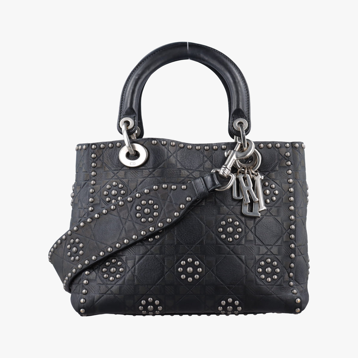 Pre-owned Christian Dior Lady Dior Black Leather  shoulderbag | stylenewstar