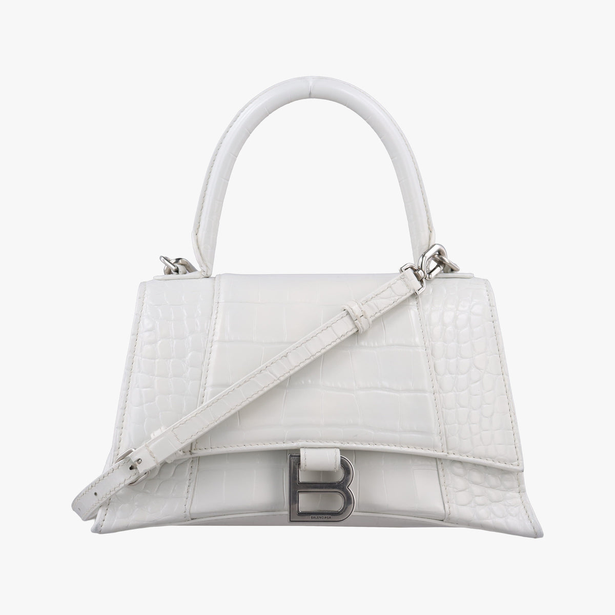 Pre-owned Balenciaga Hourglas White leather  shoulderbag | stylenewstar