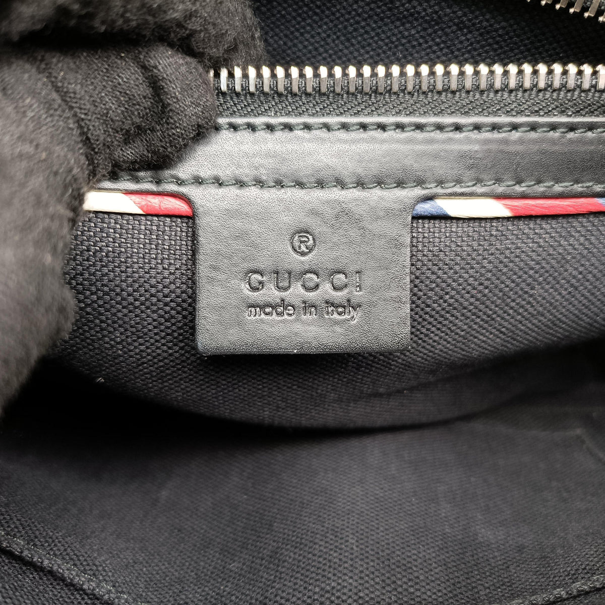 Secondhand Gucci Night Courrier badge embellished Black×multi PVC coated canvas 474293 bum bag/waist bag | stylenewstar