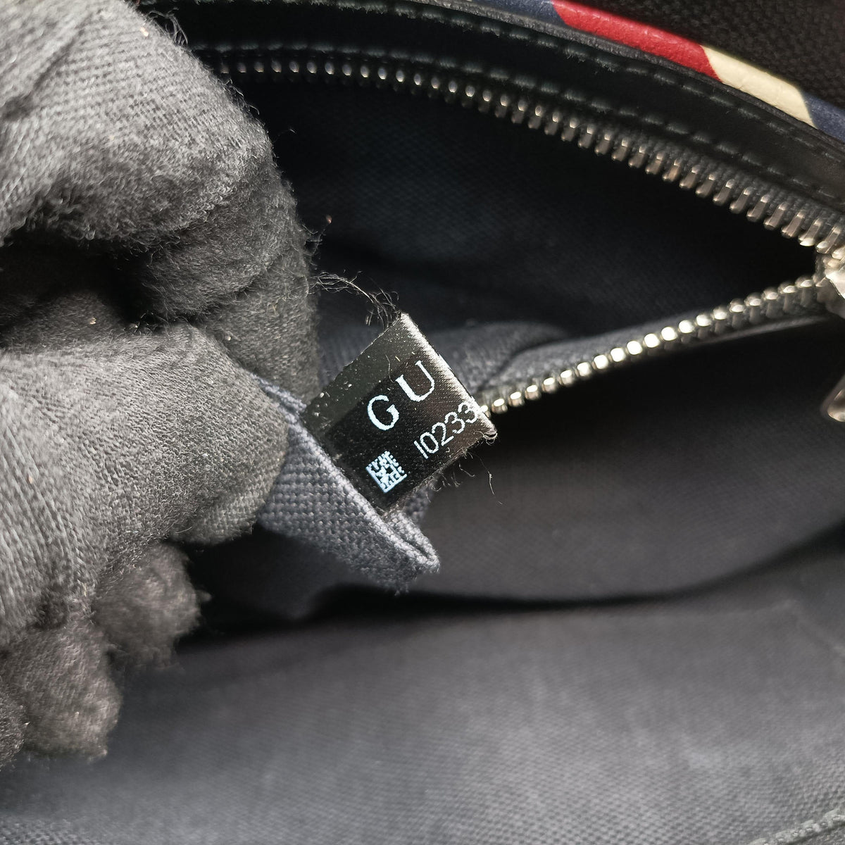 Secondhand Gucci Night Courrier badge embellished Black×multi PVC coated canvas 474293 bum bag/waist bag | stylenewstar