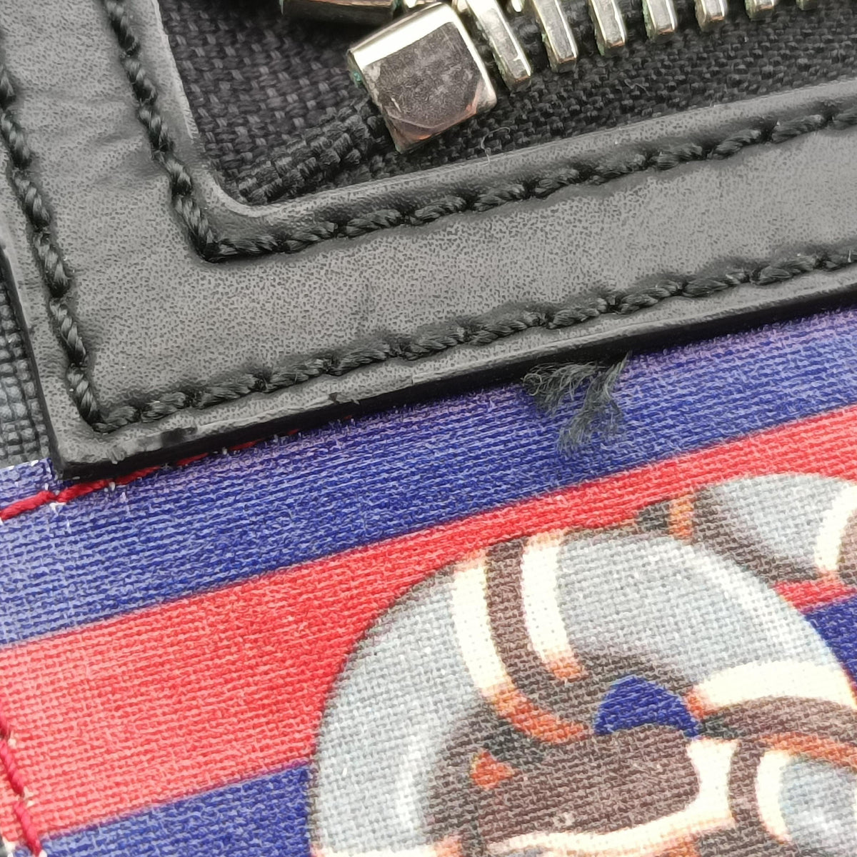 Secondhand Gucci Night Courrier badge embellished Black×multi PVC coated canvas 474293 bum bag/waist bag | stylenewstar