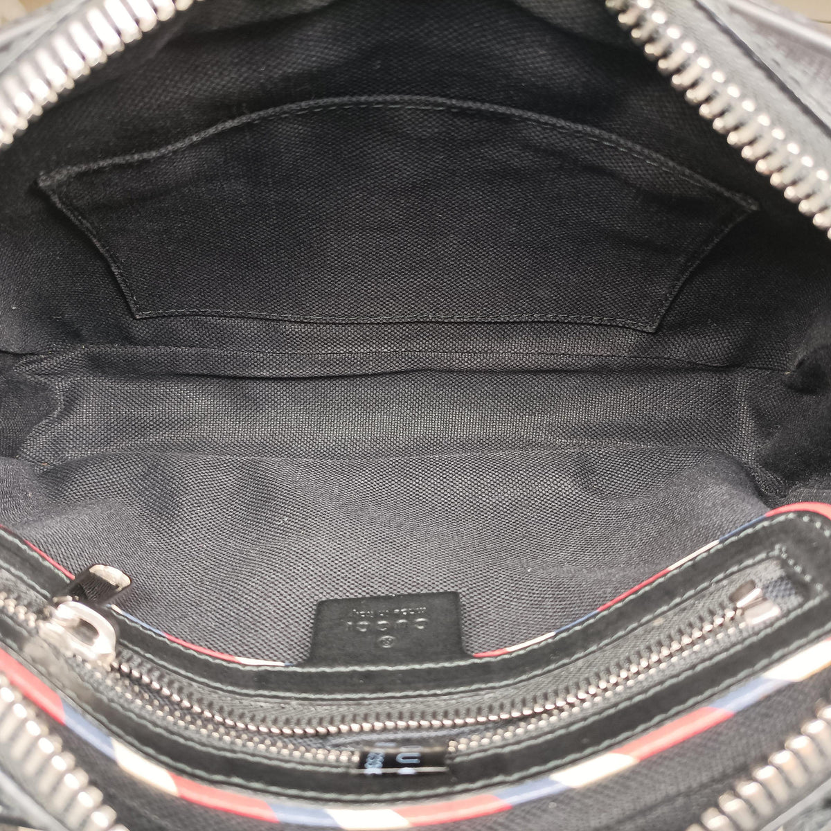 Secondhand Gucci Night Courrier badge embellished Black×multi PVC coated canvas 474293 bum bag/waist bag | stylenewstar