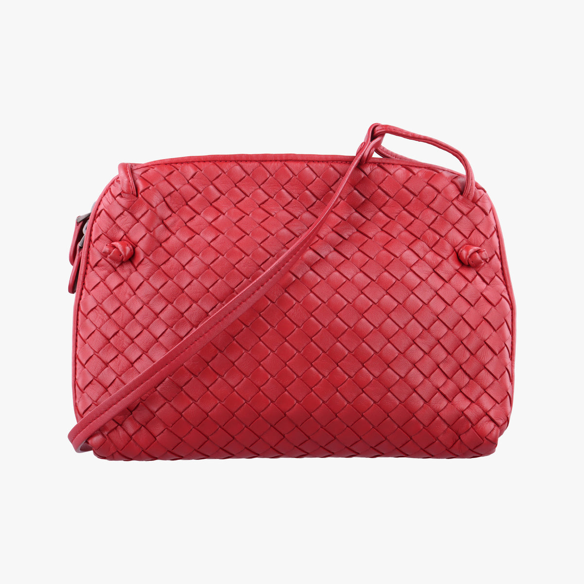 Pre-owned Bottega Veneta NODINI Intrecciato Red lambskin  shoulderbag | stylenewstar