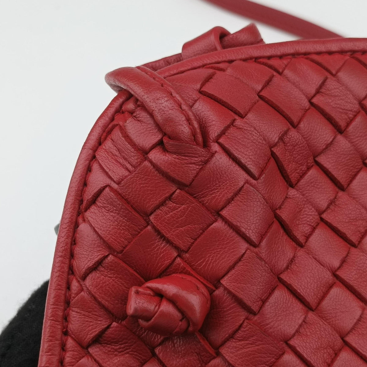 Pre-owned Bottega Veneta NODINI Intrecciato Red lambskin  shoulderbag | stylenewstar