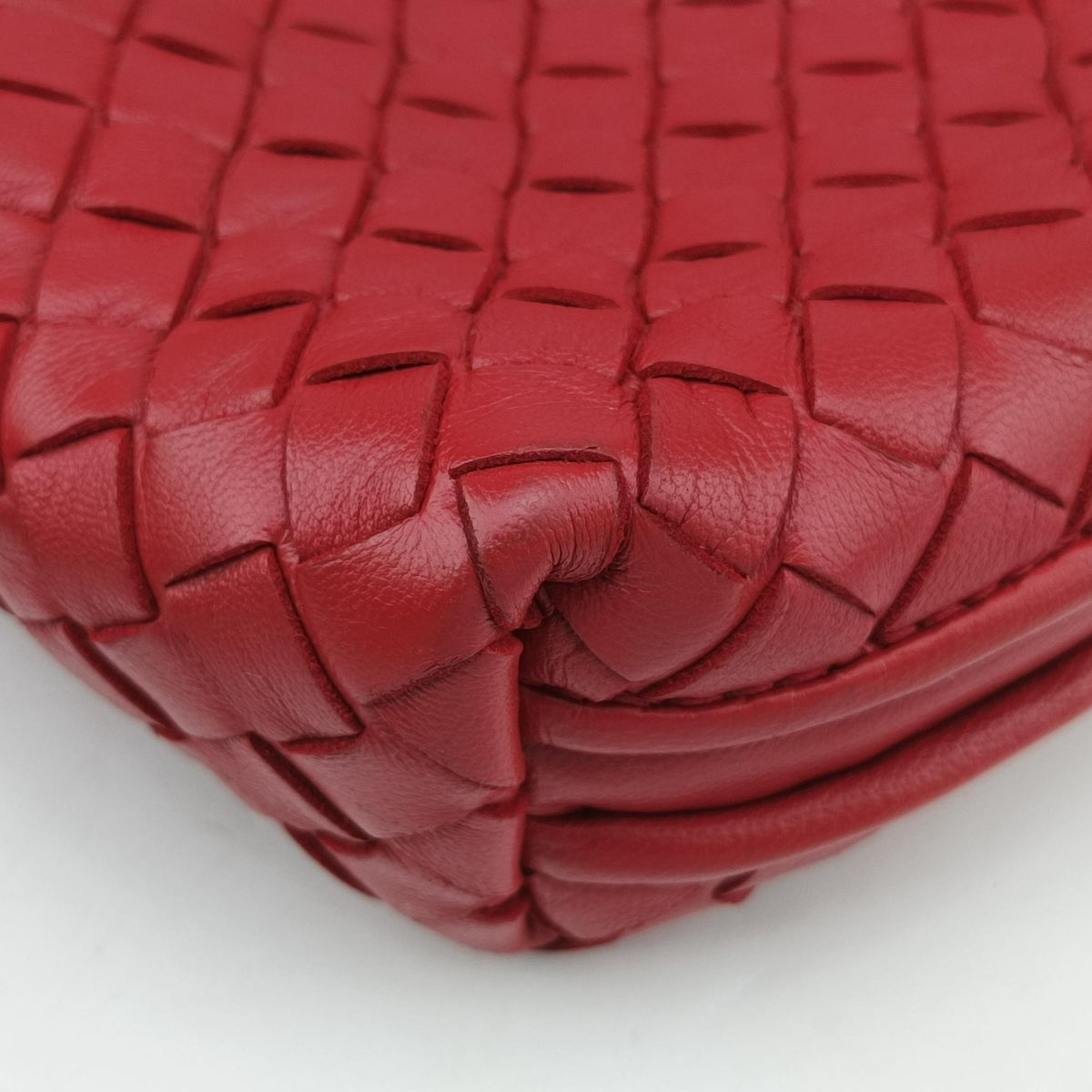 Pre-owned Bottega Veneta NODINI Intrecciato Red lambskin  shoulderbag | stylenewstar