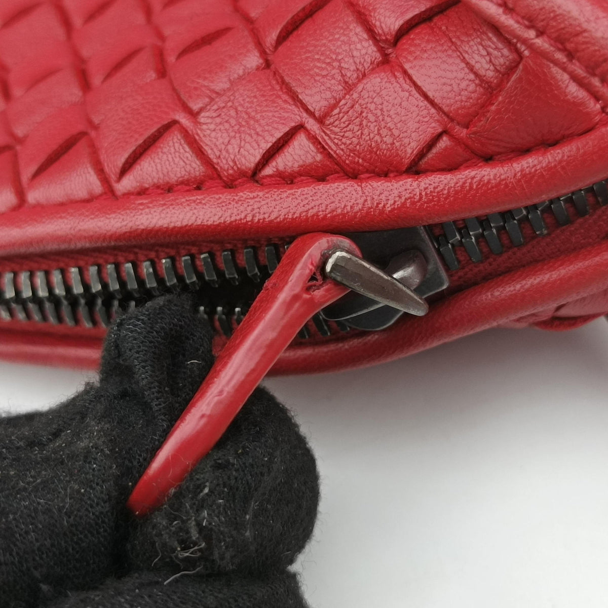 Pre-owned Bottega Veneta NODINI Intrecciato Red lambskin  shoulderbag | stylenewstar