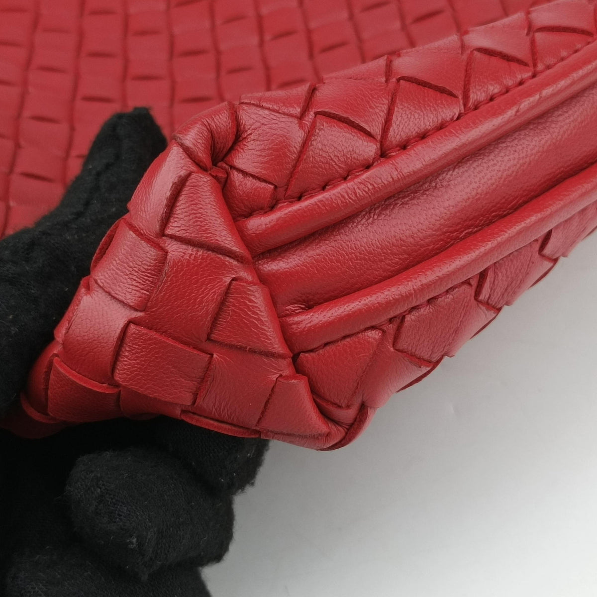 Pre-owned Bottega Veneta NODINI Intrecciato Red lambskin  shoulderbag | stylenewstar