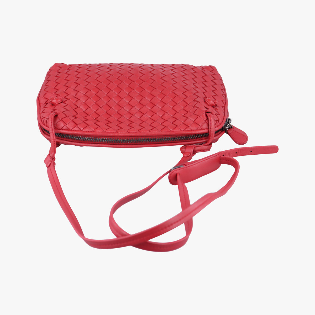 Pre-owned Bottega Veneta NODINI Intrecciato Red lambskin  shoulderbag | stylenewstar