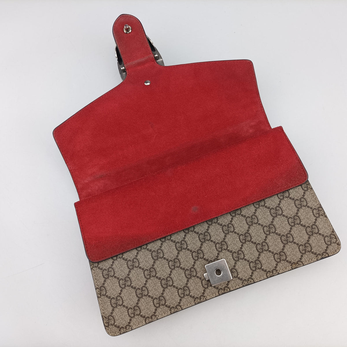 Pre-owned Gucci Dionysus beige×red PVC coated canvas×suede 400249 shoulderbag | stylenewstar