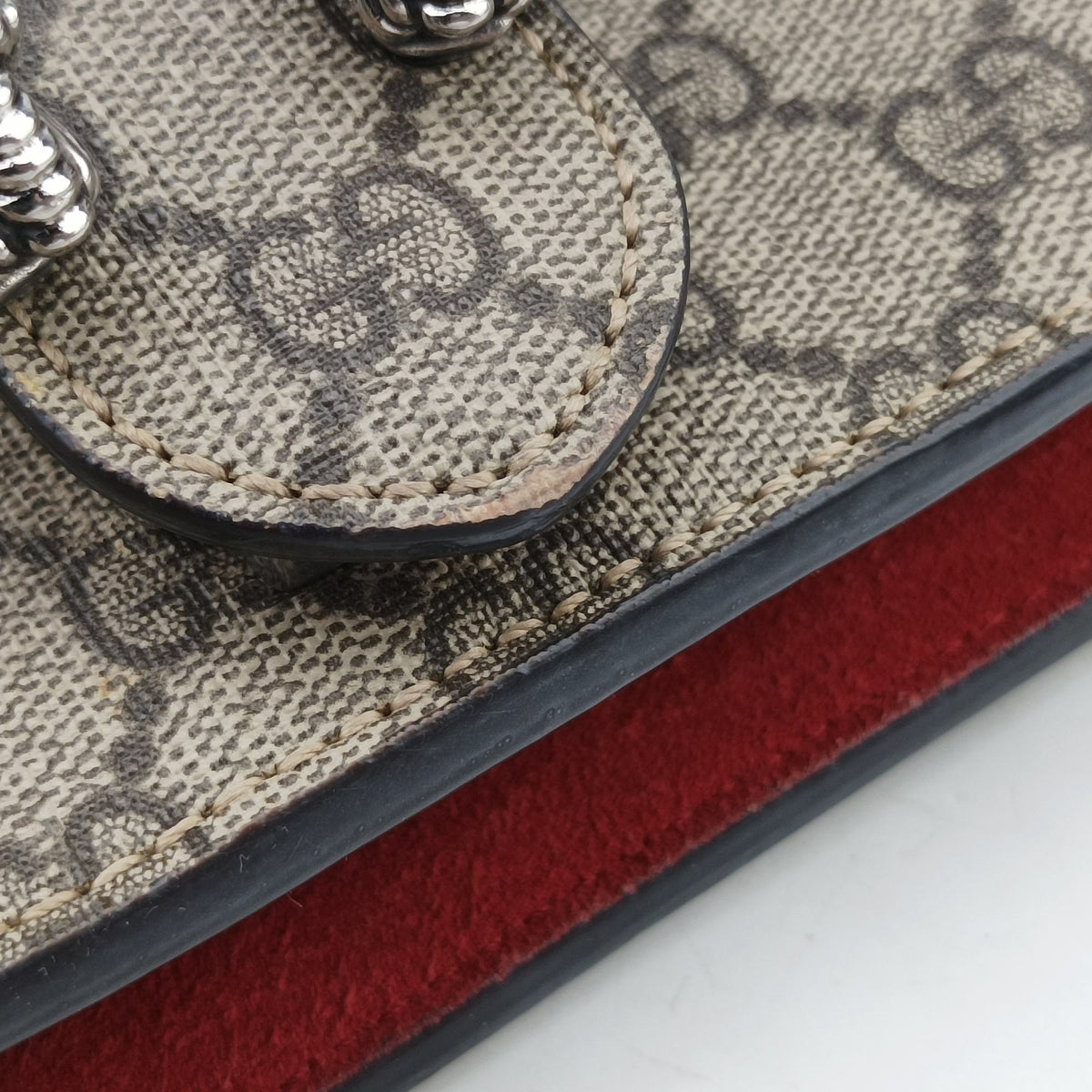 Pre-owned Gucci Dionysus beige×red PVC coated canvas×suede 400249 shoulderbag | stylenewstar