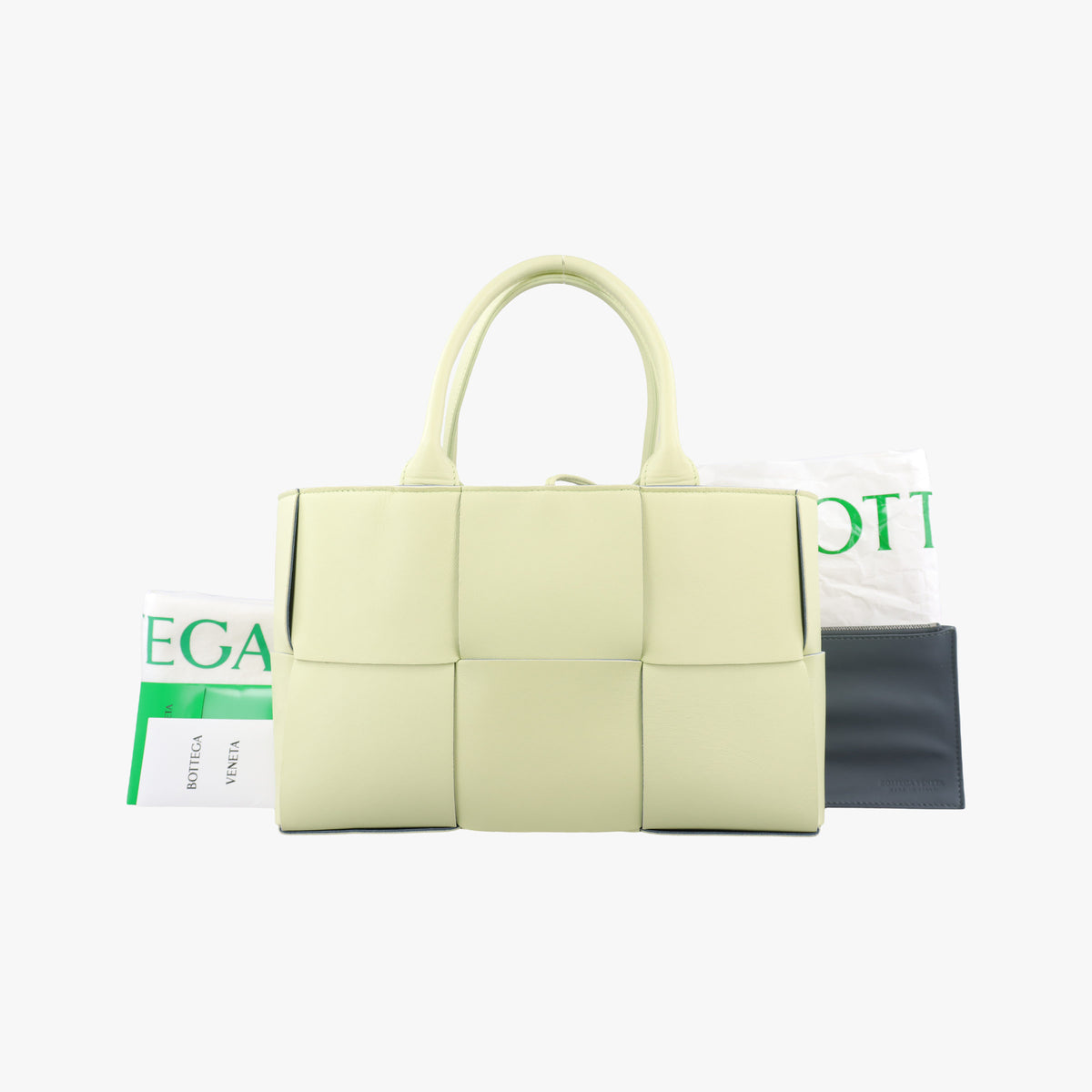 Pre-owned Bottega Veneta THE ARCO Tote Green lambskin  handbag | stylenewstar