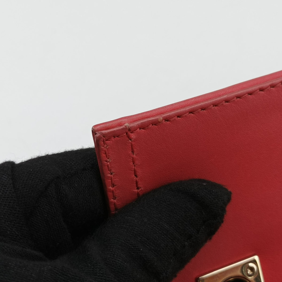 Pre-owned Fendi Baguette Chain Flap Red Leather 8BT139 shoulderbag | stylenewstar