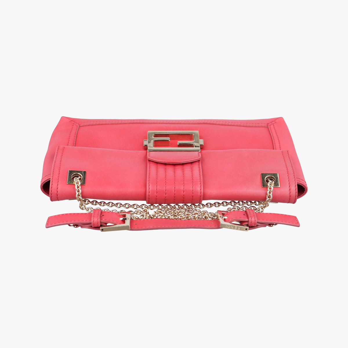 Pre-owned Fendi Baguette Chain Flap Red Leather 8BT139 shoulderbag | stylenewstar