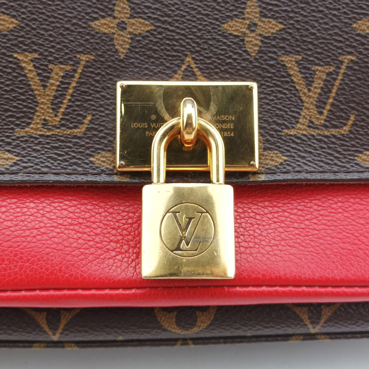 Pre-owned Louis Vuitton MARIGNAN Brown × Coquelicot Monogram Canvas×calf leather M44286 shoulderbag | stylenewstar