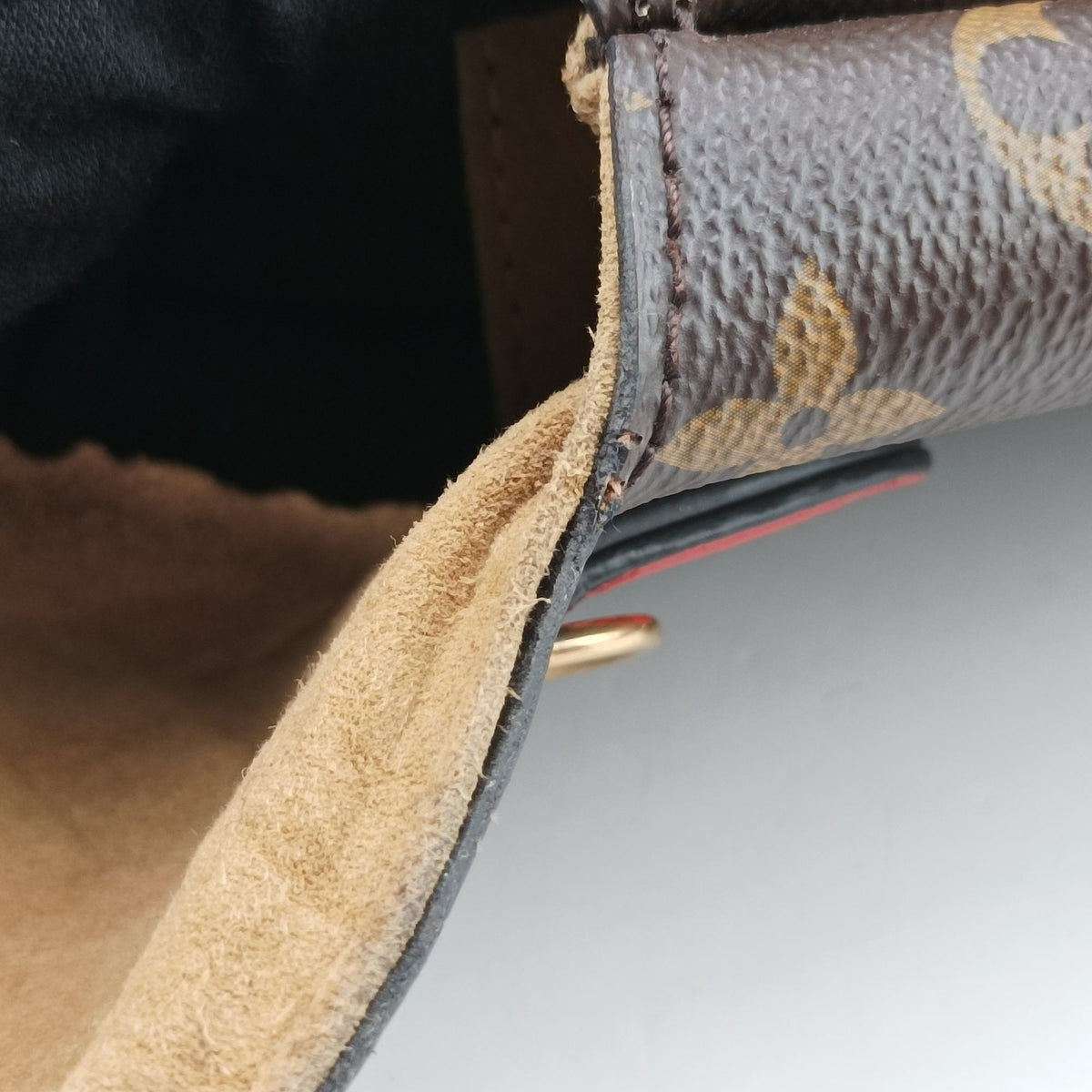 Pre-owned Louis Vuitton MARIGNAN Brown × Coquelicot Monogram Canvas×calf leather M44286 shoulderbag | stylenewstar