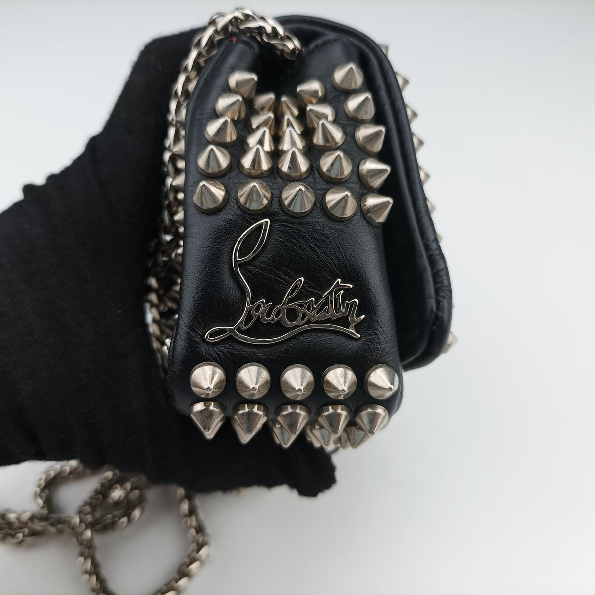 Vintage Christian Louboutin Sweet Charity Scarabe Spike Black Leather  shoulderbag | stylenewstar