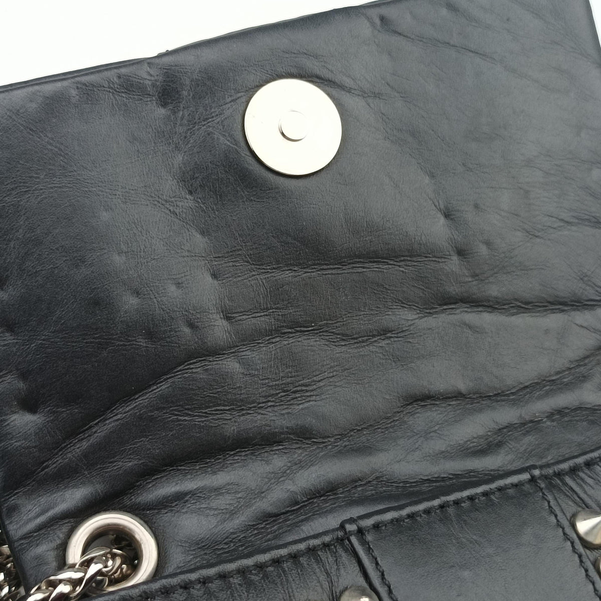Vintage Christian Louboutin Sweet Charity Scarabe Spike Black Leather  shoulderbag | stylenewstar