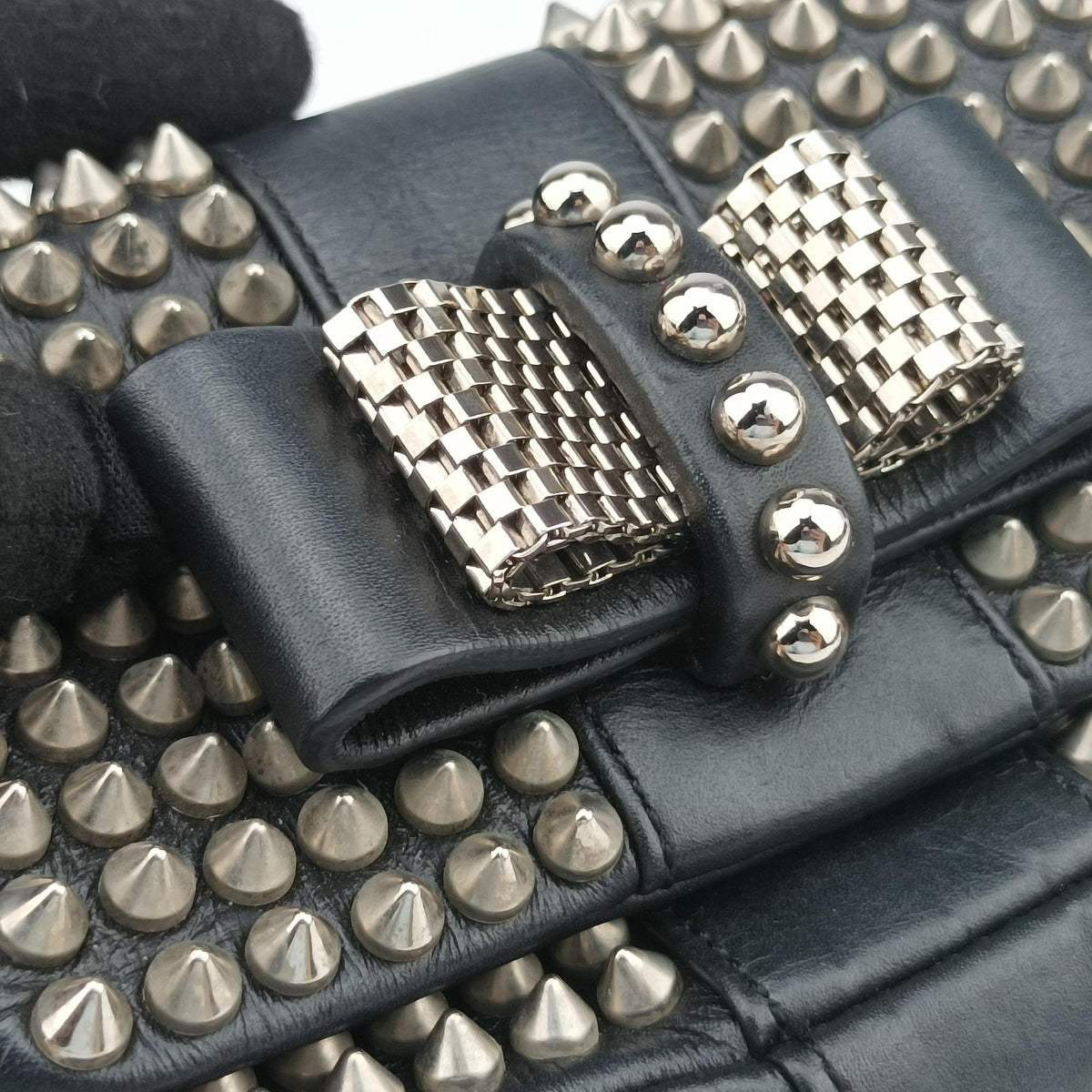 Vintage Christian Louboutin Sweet Charity Scarabe Spike Black Leather  shoulderbag | stylenewstar