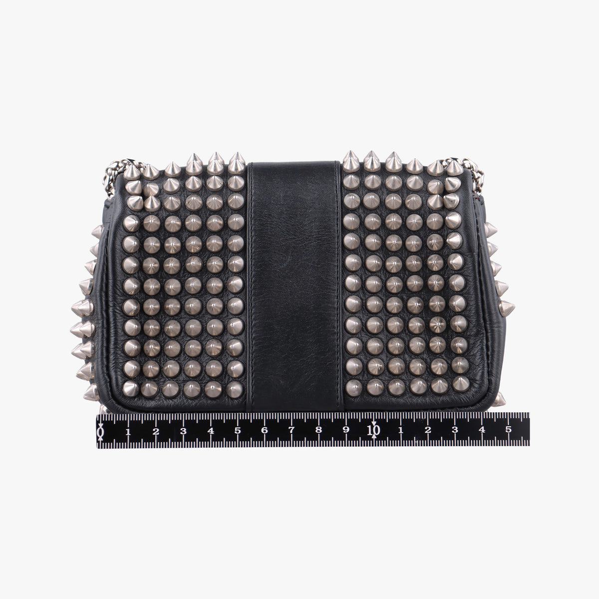 Pre-owned Christian Louboutin Sweet Charity Scarabe Spike Black Leather  shoulderbag | stylenewstar