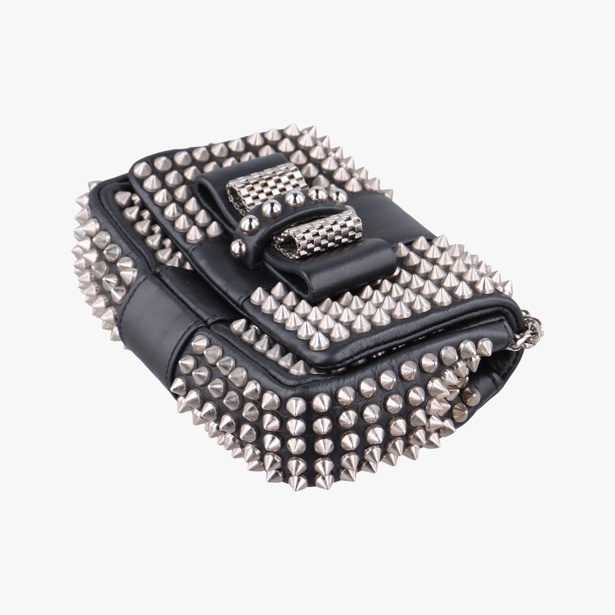 Vintage Christian Louboutin Sweet Charity Scarabe Spike Black Leather  shoulderbag | stylenewstar