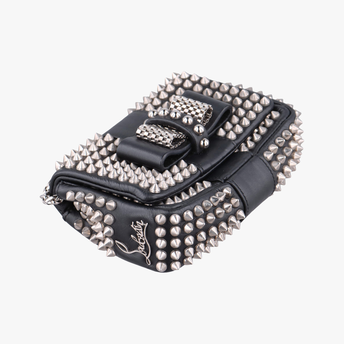 Vintage Christian Louboutin Sweet Charity Scarabe Spike Black Leather  shoulderbag | stylenewstar