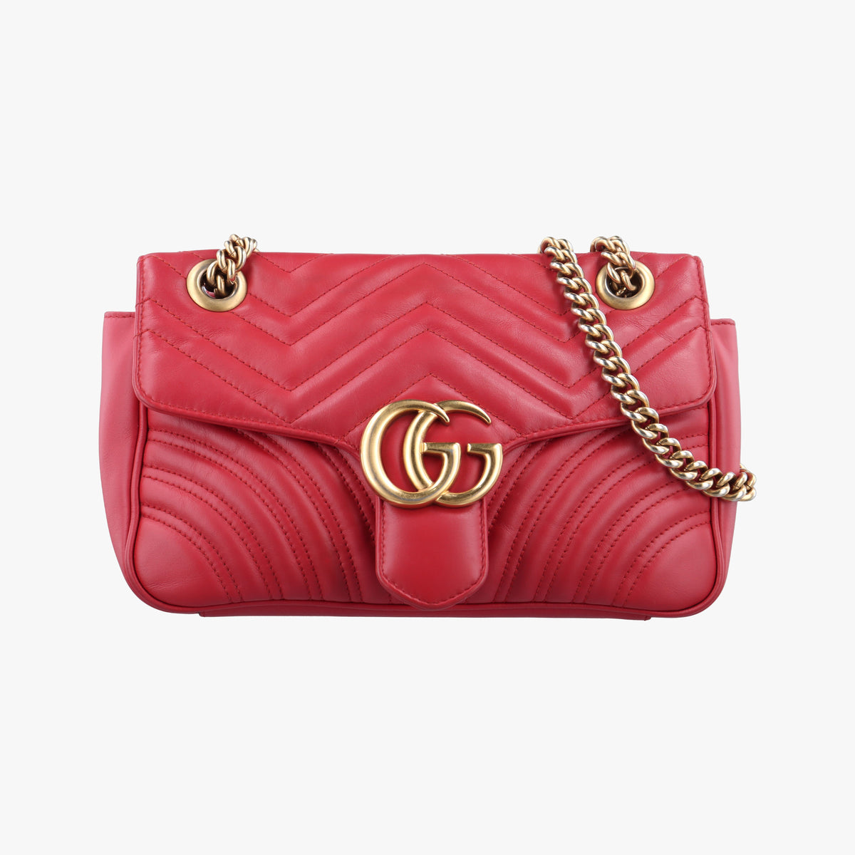 Pre-owned Gucci GG Marmont Red Leather 443497 shoulderbag | stylenewstar