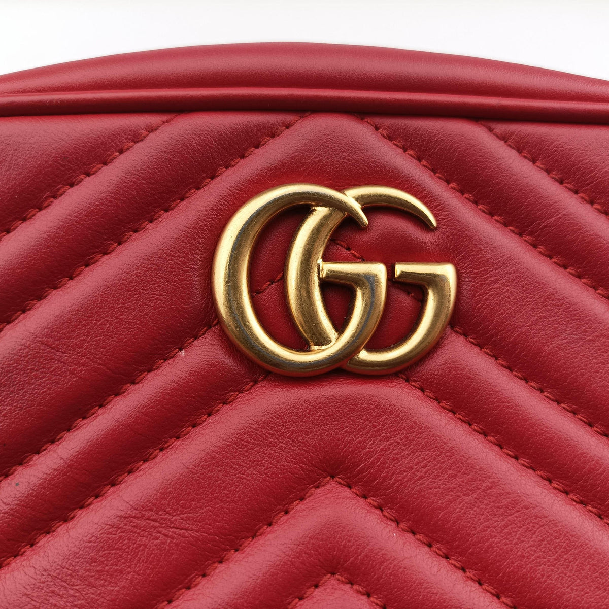 Pre-owned Gucci GG Marmont Red Leather 448065 shoulderbag | stylenewstar