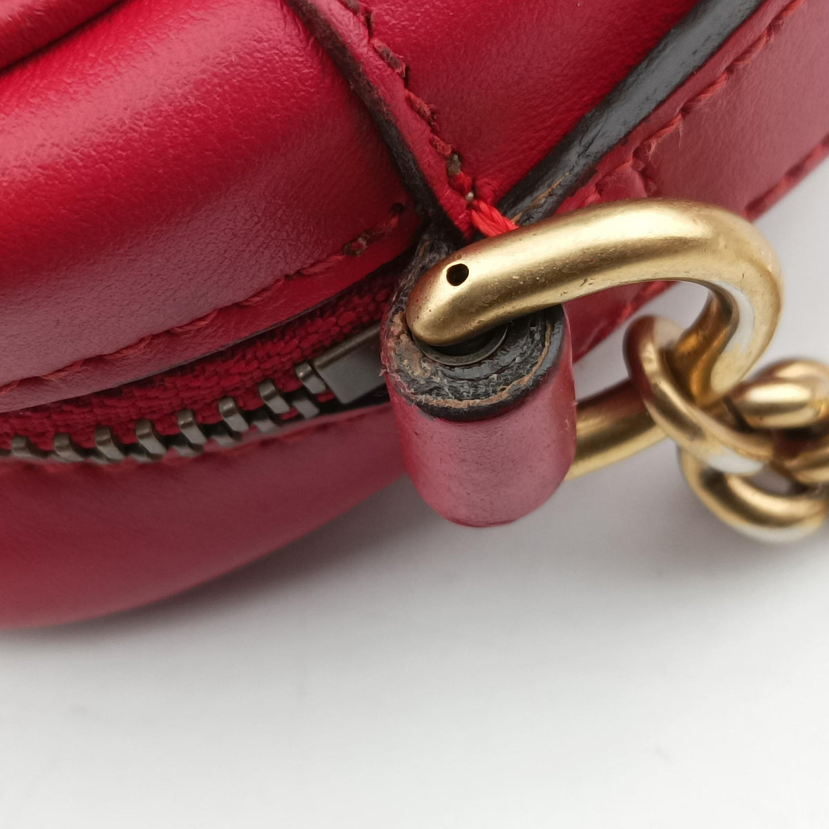 Pre-owned Gucci GG Marmont Red Leather 448065 shoulderbag | stylenewstar
