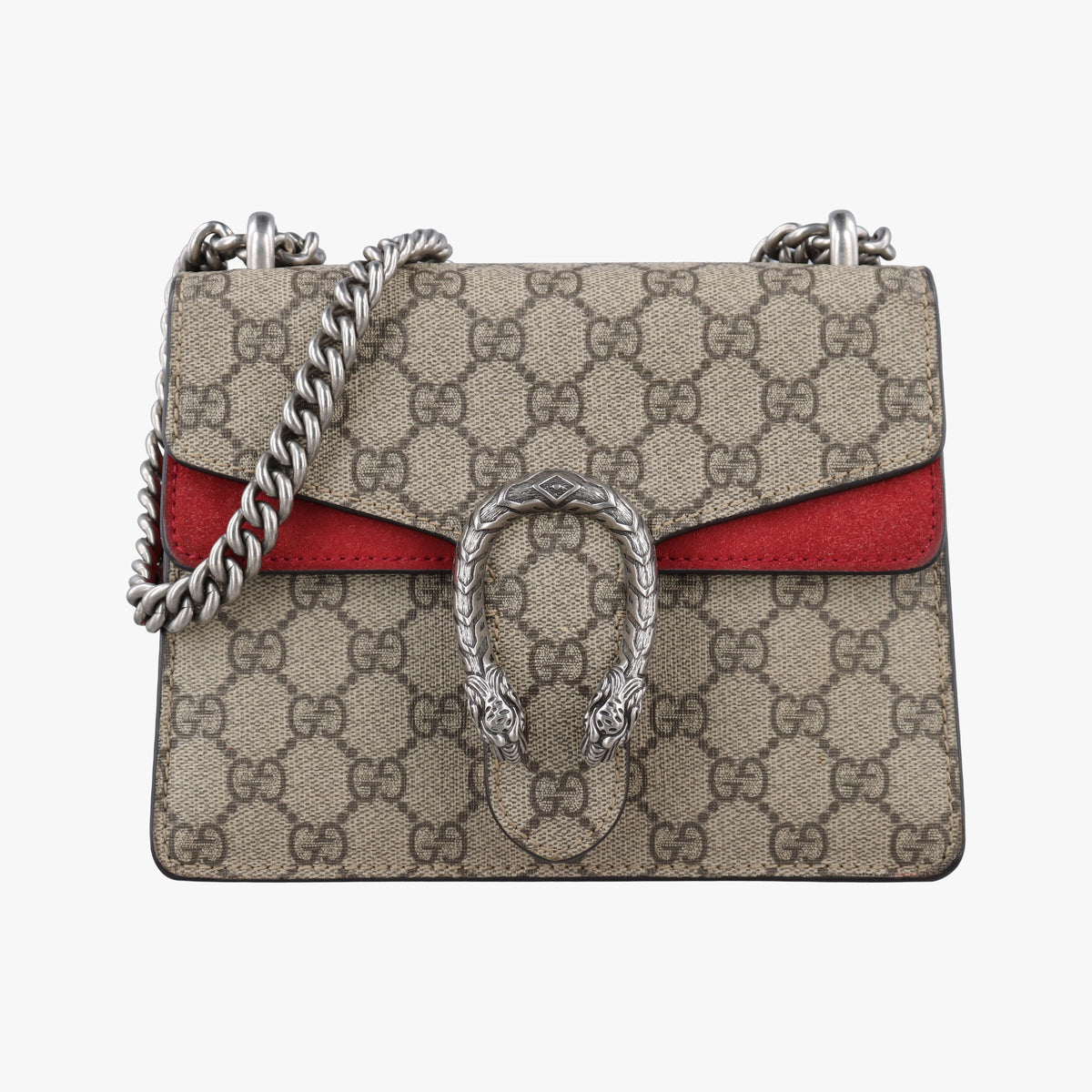 Pre-owned Gucci Dionysus beige×red PVC coated canvas × suede 421970 shoulderbag | stylenewstar