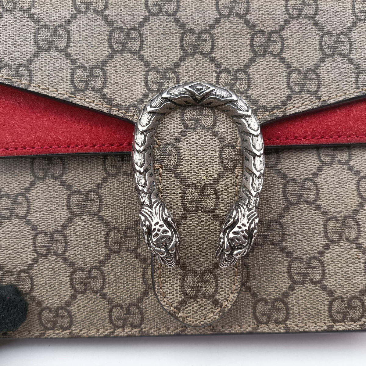Pre-owned Gucci Dionysus beige×red PVC coated canvas × suede 421970 shoulderbag | stylenewstar