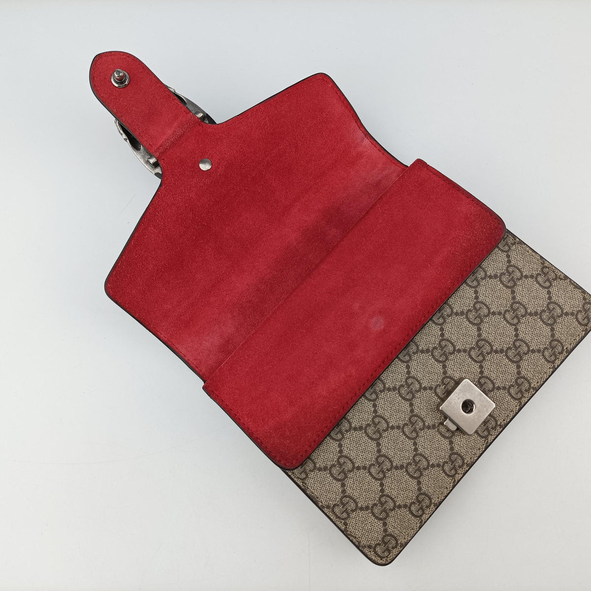 Pre-owned Gucci Dionysus beige×red PVC coated canvas × suede 421970 shoulderbag | stylenewstar