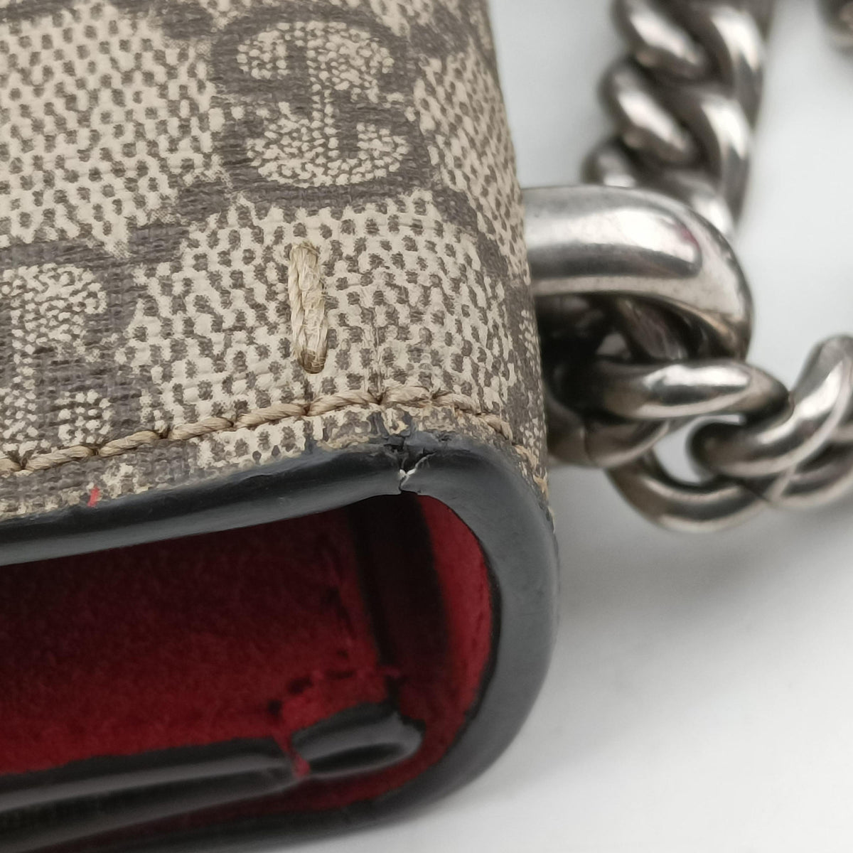 Pre-owned Gucci Dionysus beige×red PVC coated canvas × suede 421970 shoulderbag | stylenewstar