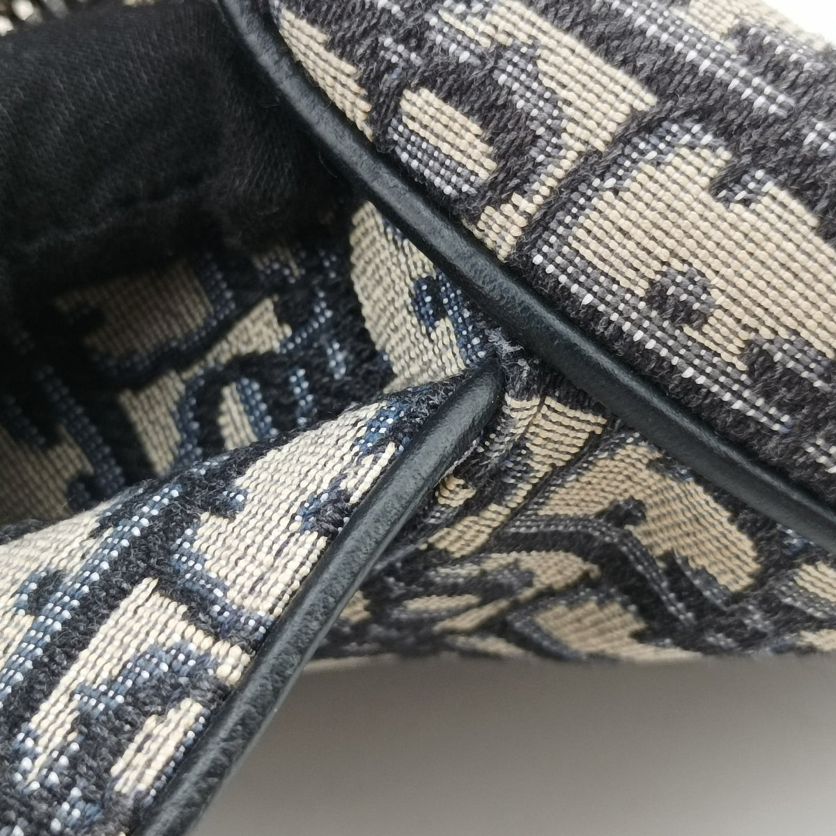 Pre-owned Christian Dior Saddle Navy Jacquard×Leather  bum bag/waist bag | stylenewstar