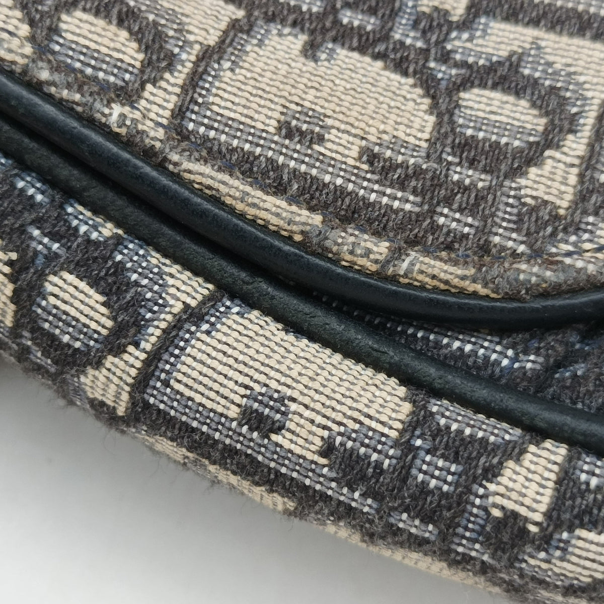 Pre-owned Christian Dior Saddle Navy Jacquard×Leather  bum bag/waist bag | stylenewstar