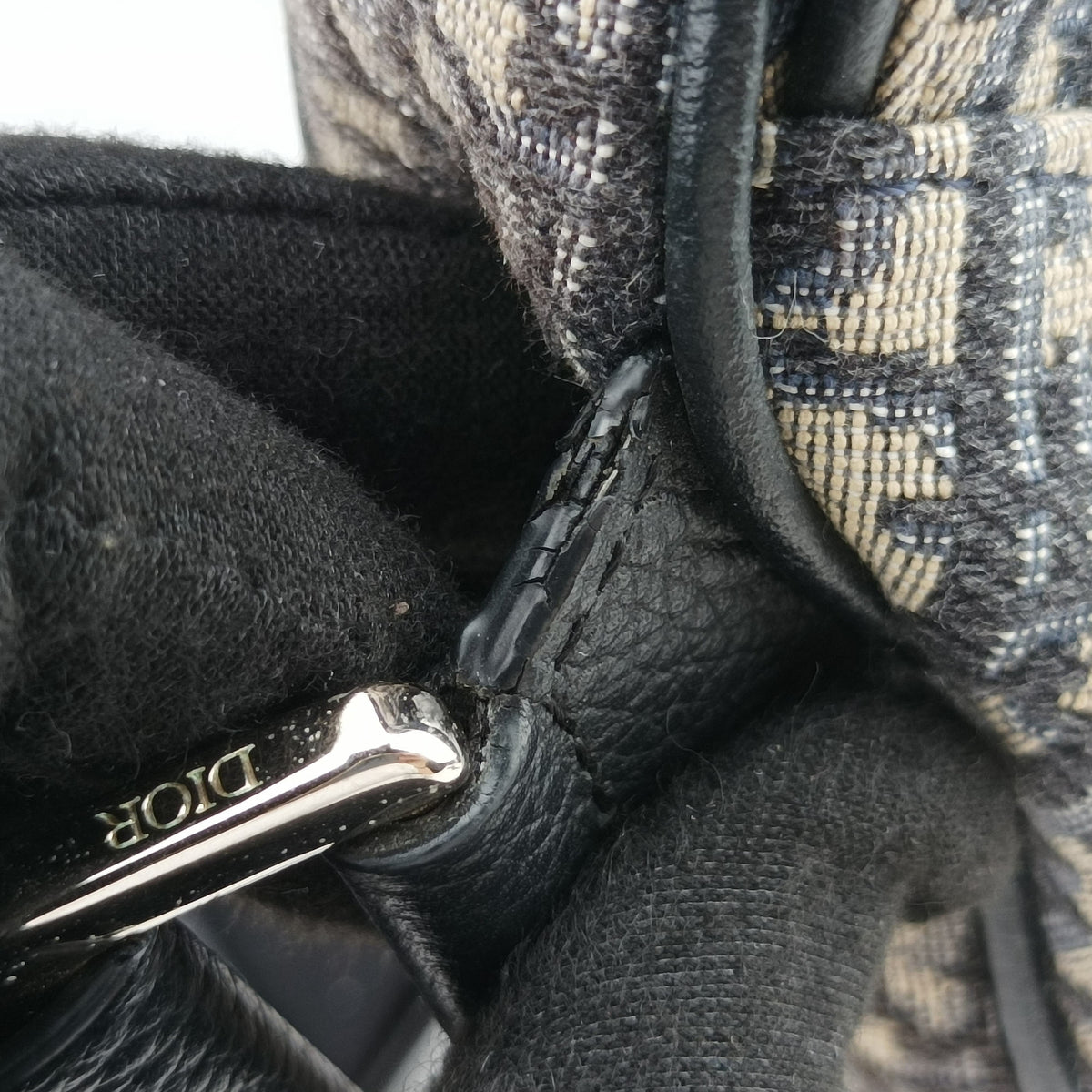 Pre-owned Christian Dior Saddle Navy Jacquard×Leather  bum bag/waist bag | stylenewstar