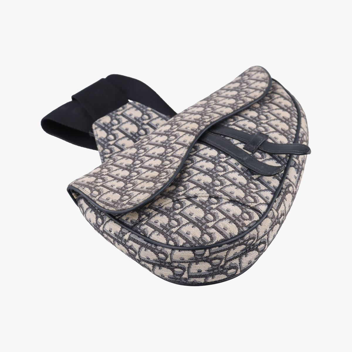 Pre-owned Christian Dior Saddle Navy Jacquard×Leather  bum bag/waist bag | stylenewstar
