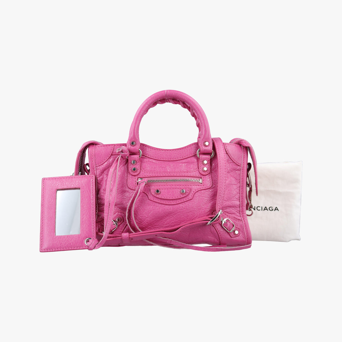 Pre-owned Balenciaga Classic City Nano Pink lambskin  shoulderbag | stylenewstar