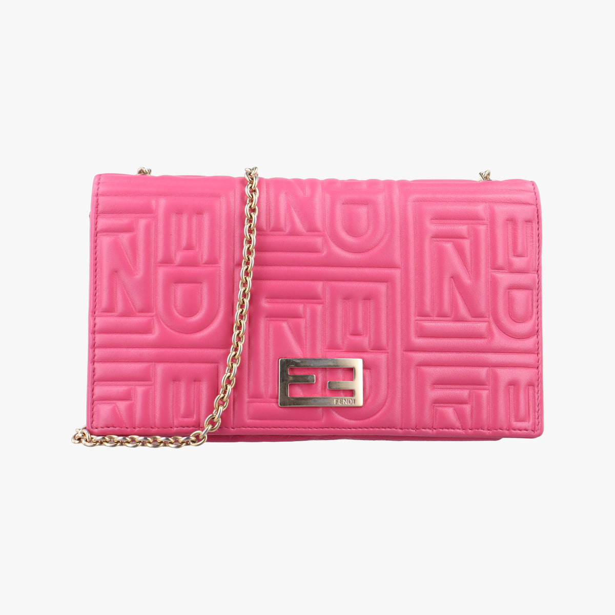 Pre-owned Fendi Embossed Logo Pink lambskin 8M0219 shoulderbag | stylenewstar