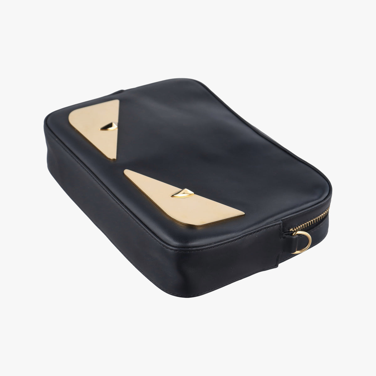 Pre-owned Fendi Monster Camera case Black Leather 7M0286 shoulderbag | stylenewstar
