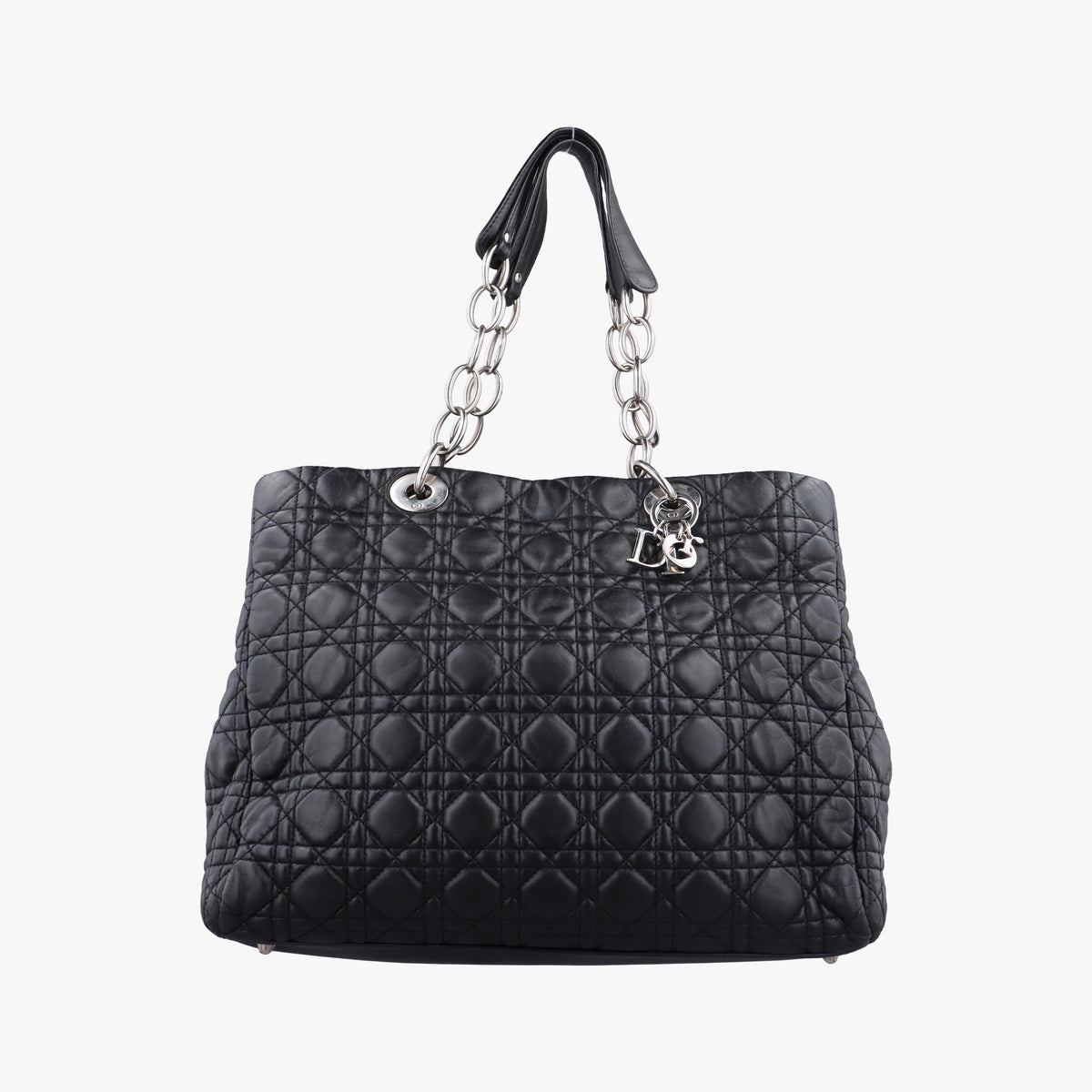 Pre-owned Christian Dior Cannage Dior Soft Shopping Black lambskin  shoulderbag | stylenewstar