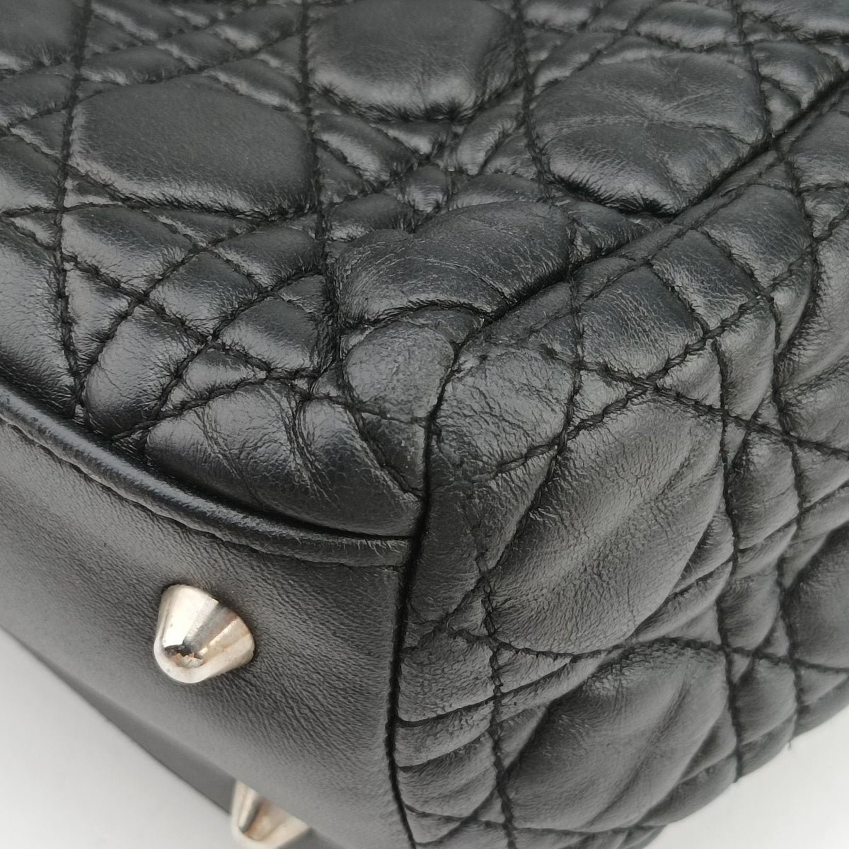 Pre-owned Christian Dior Cannage Dior Soft Shopping Black lambskin  shoulderbag | stylenewstar