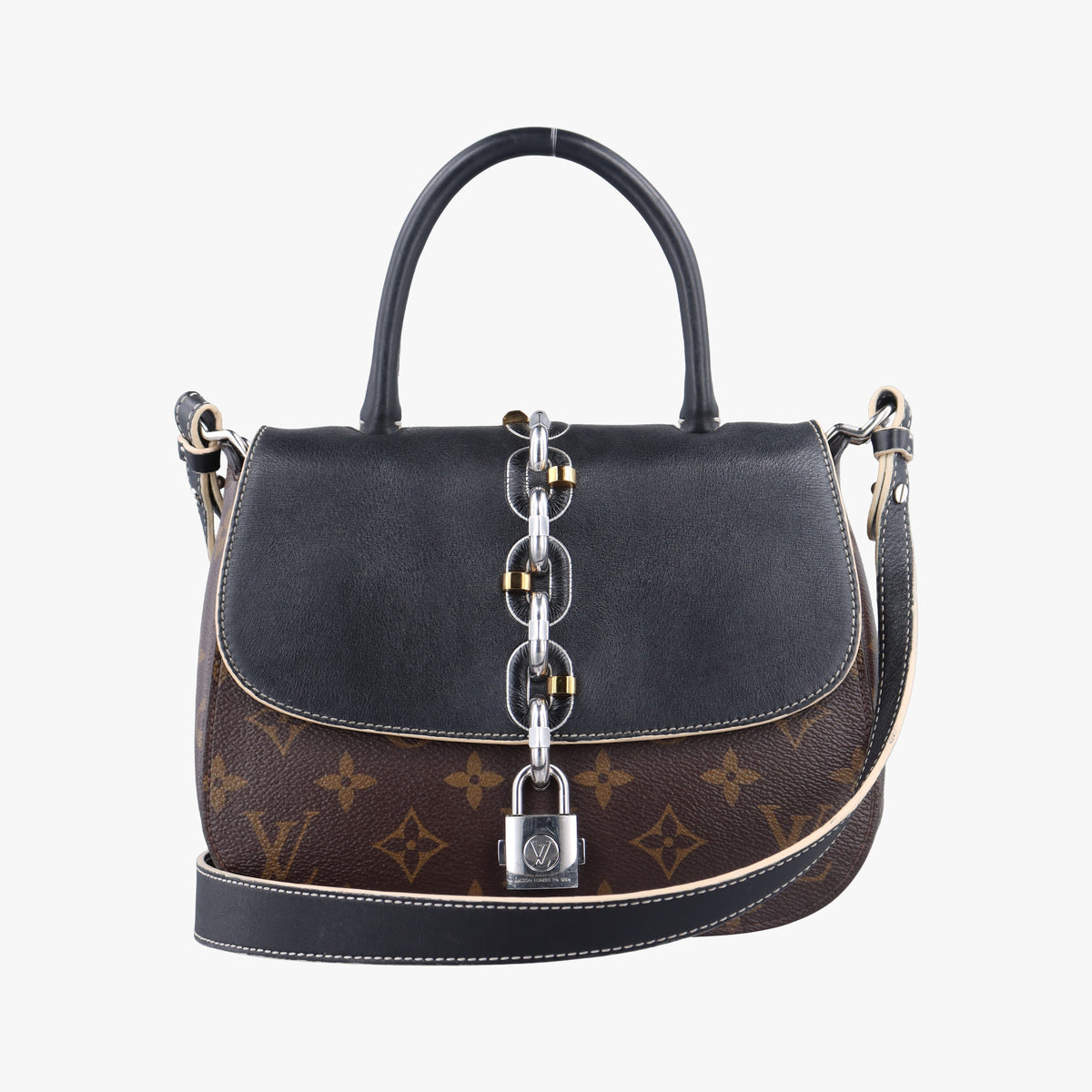 Pre-owned Louis Vuitton Chain It PM Monogram/Brown×Noir Monogram canvas×calf leather M44115 shoulderbag | stylenewstar