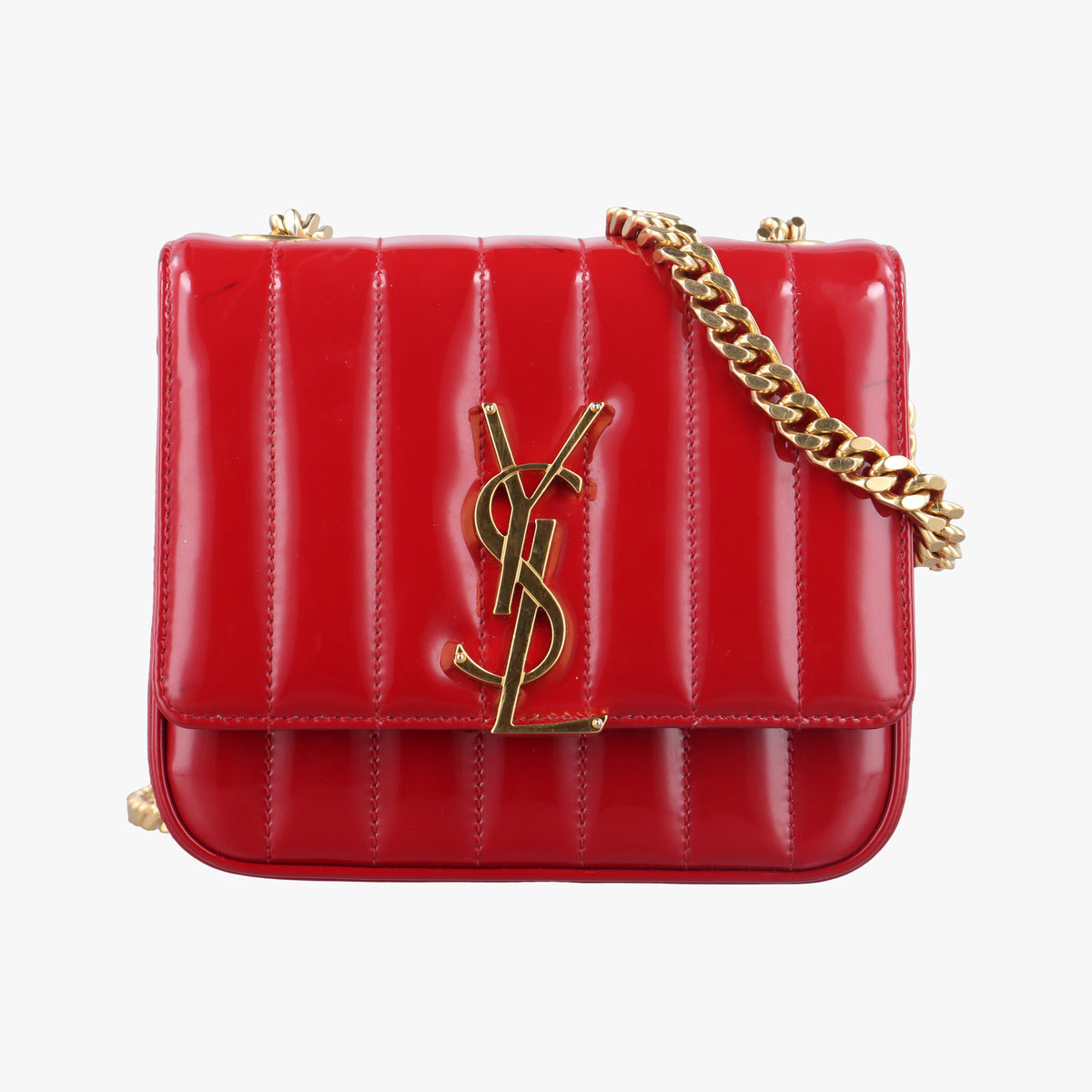 Pre-owned Yves Saint Laurent VICKY Red Patent Leather 538439 shoulderbag | stylenewstar