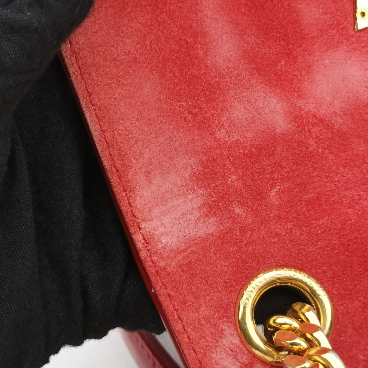 Pre-owned Yves Saint Laurent VICKY Red Patent Leather 538439 shoulderbag | stylenewstar