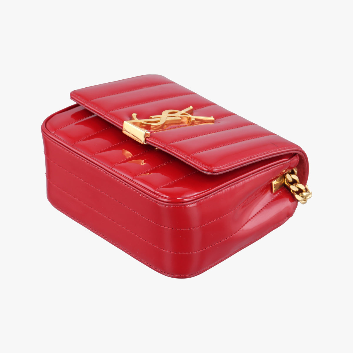 Pre-owned Yves Saint Laurent VICKY Red Patent Leather 538439 shoulderbag | stylenewstar
