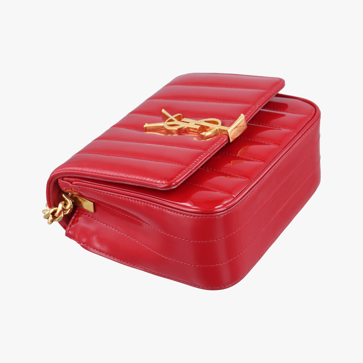Pre-owned Yves Saint Laurent VICKY Red Patent Leather 538439 shoulderbag | stylenewstar